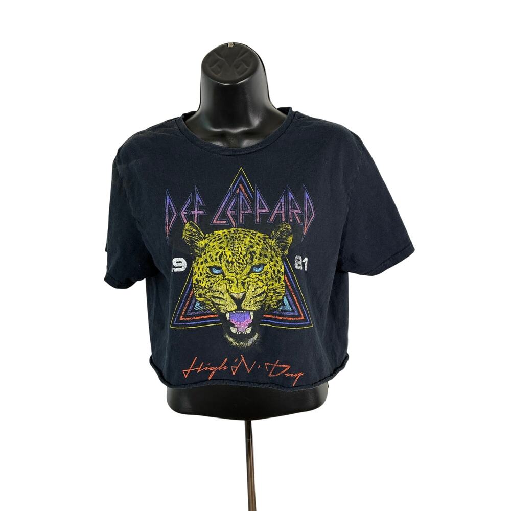 Def Leppard High N Dry 1981 Leopard Crop T Shirt M